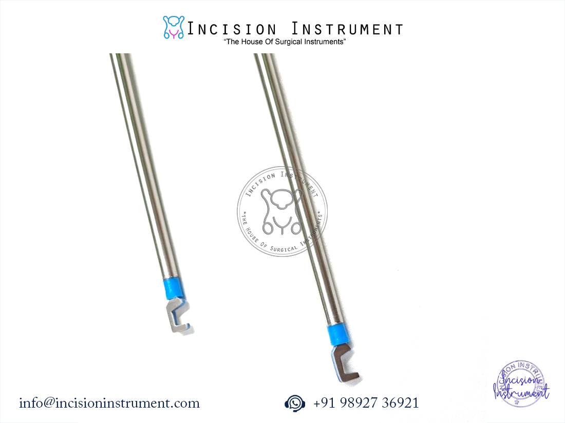 Laparoscopic bipolar L-hook electrode with cable stainless steel reusable electrosurgical instrument CE certified.