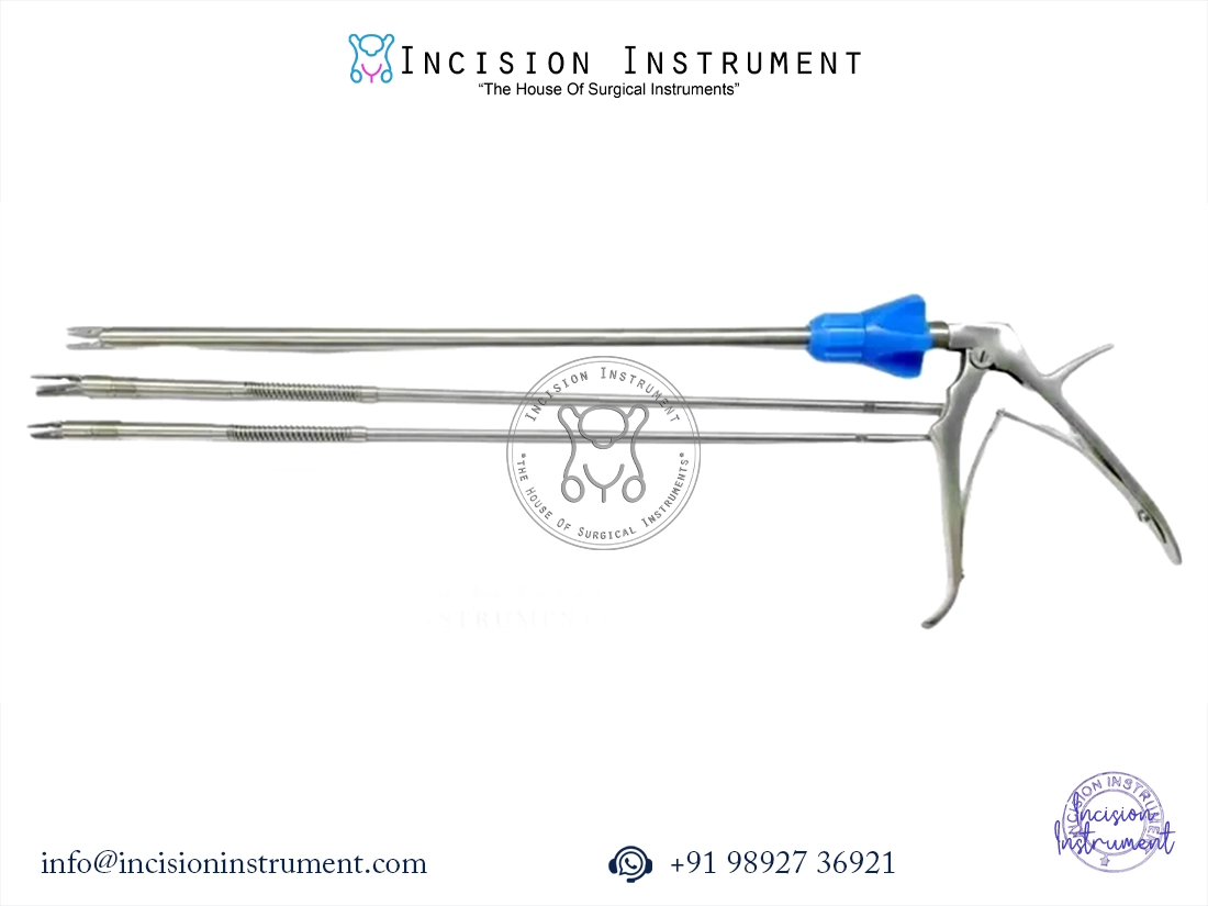 Laparoscopic clip applicator long rod 10mm 330mm stainless steel reusable surgical instrument for vessel ligation.