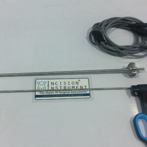 Incision Instrument Laparoscopic Bipolar Bissinger Type Storz Compatible Black Handle 5mm shows a durable black-handled grasper with bipolar tips visible on the reusable surgical tool.