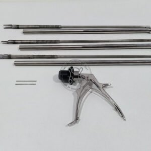 Top best manufacturer 10mm laparoscopic clip applicator long insert LT-200 300 400 from Incision Instrument Mumbai – autoclavable reusable device visible with locking key mechanism, extended shaft, and ergonomic handle for precise clip application.