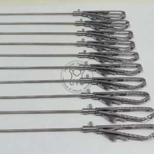 Incision Instrument 10pcs laparoscopic 5mm 330mm premium Ethicon needle holder shows reusable needle holders with fine serrated jaws, ergonomic ring handles, and 330mm shaft length for precise suturing.