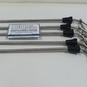 Incision Instrument 5pcs Laparoscopic GB Extractor Spoon Claw Forceps 10mm x 330mm shows a set of reusable spoon-shaped claw forceps with curved tips for gallstone extraction.