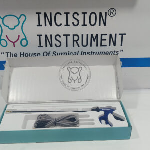 Incision Instrument Laparoscopic Excalibur Shearer Cutter 5mm x330mm shows a reusable advanced vessel sealing forceps with integrated cutting blade and ergonomic handle for precise laparoscopic hemostasis.