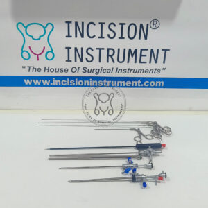 Incision Instrument laparoscopic hysteroscopy scissor sheath port closure shows a reusable scissor sheath with integrated port closure mechanism for secure hysteroscopic access and closure.