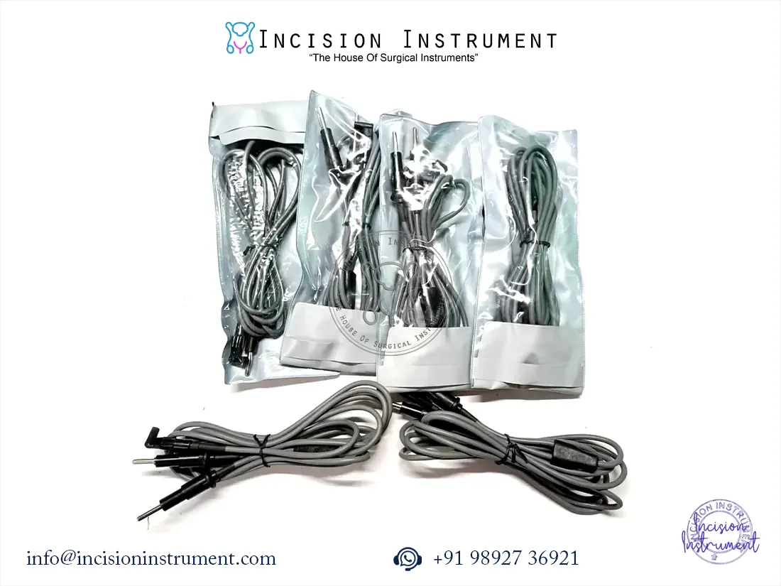 6Pc Laparoscopic Bipolar Double Stem Cable SS Surgical Instruments