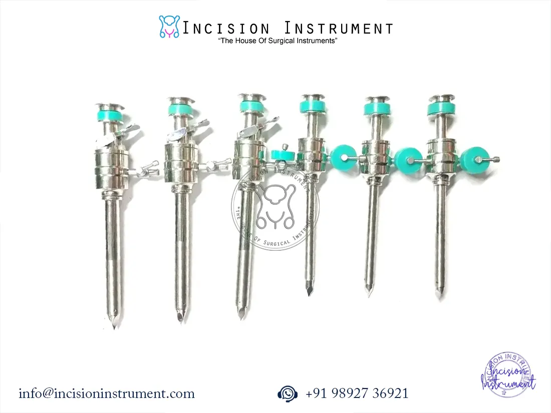 6Pc Laparoscopic Trocar Cannula 10mm & 7mm Stainless Steel Reusable Surgical Instruments