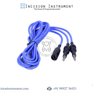Laparoscopic electrosurgery bipolar cable blue color CE certified Mumbai top manufacturer pan India supplier trusted by surgeons for safe precise coagulation in minimally invasive surgery.