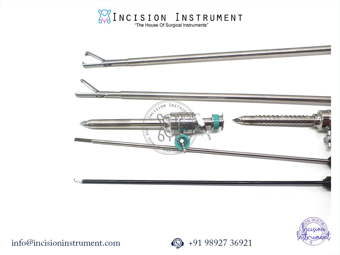 Laparoscopic 10mm biopsy spoon claw forcep with spiral and pyramid trocar surgical set
