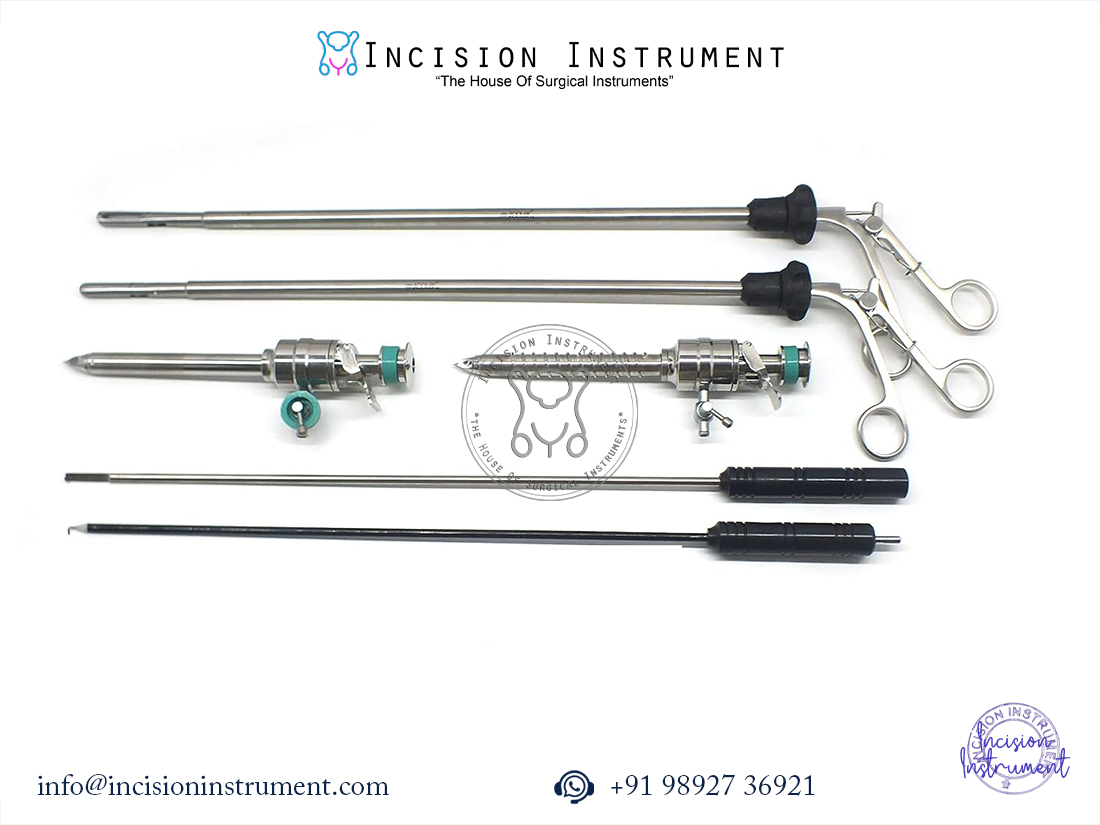 Laparoscopic 10mm biopsy spoon claw forcep with spiral and pyramid trocar surgical set