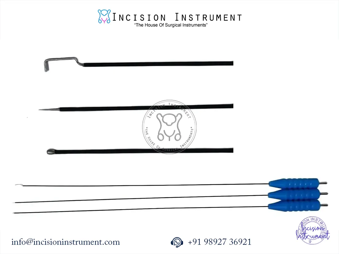 Flexible laparoscopic bipolar spatula needle L-hook instrument set 40cm 4Fr