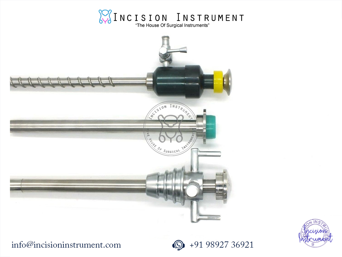 Laparoscopic 10mm Hasan trocar, 5mm spiral trocar and reducer surgical set