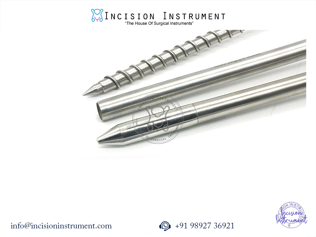 Laparoscopic 10mm Hasan trocar, 5mm spiral trocar and reducer surgical set
