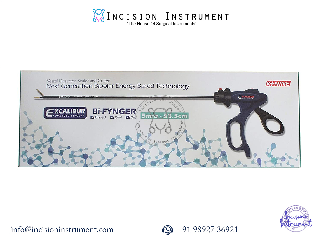 EXCALIBUR laparoscopic bipolar vessel sealer and cutter with golden tip and cable, CE certified, reusable, anti-rust