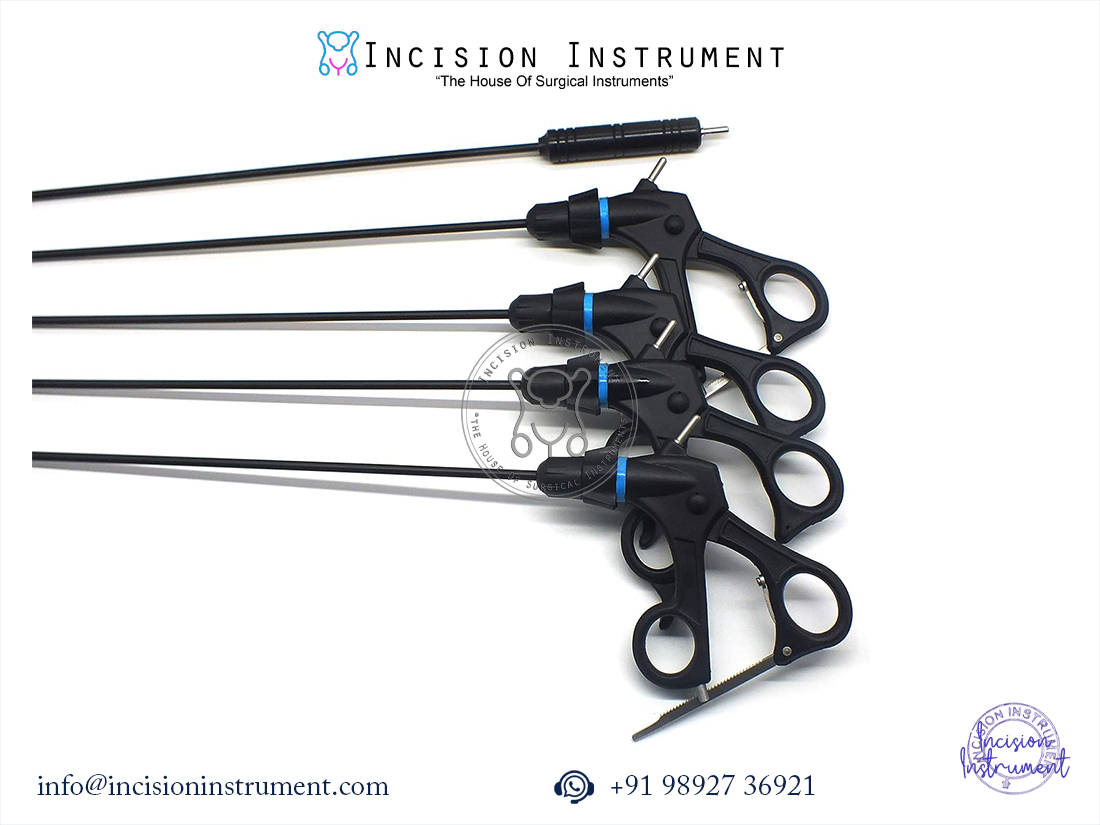 Laparoscopic 5mm Endo Clinch curved scissor Mixter Debakey grasper monopolar hook surgical instrument set