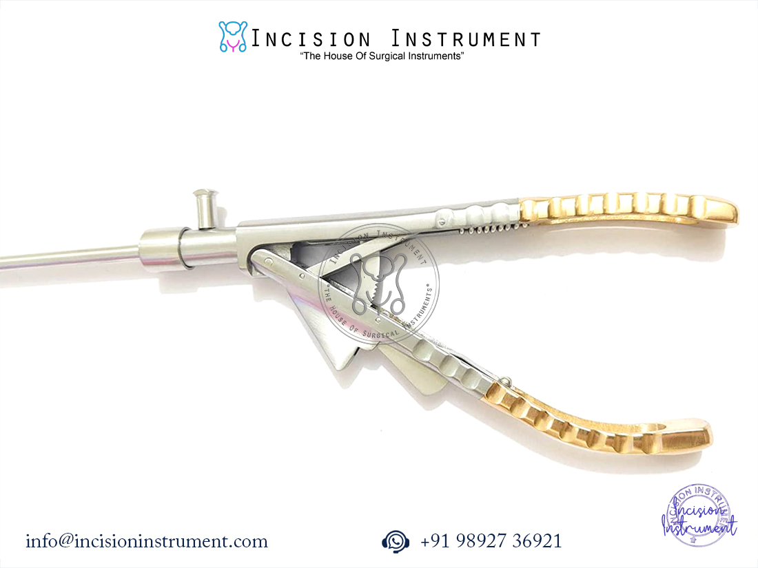 Laparoscopic 5mm Ethicon type straight needle holder with golden handle stainless steel surgical instrument