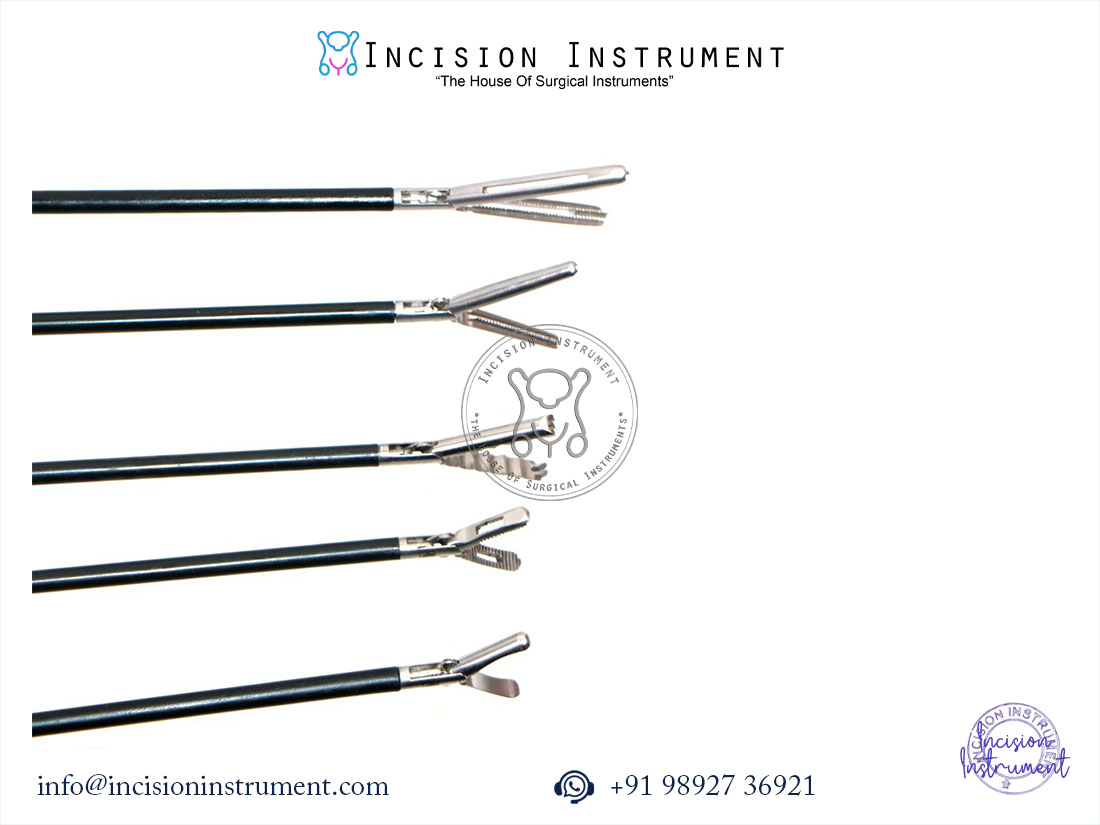 Laparoscopic 5mm grasper forceps set Hunter tube holding oviduct serrated Debakey 5Pc CE certified