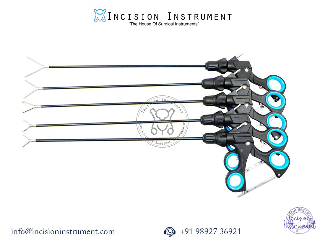 Laparoscopic 5mm grasper forceps set Hunter tube holding oviduct serrated Debakey 5Pc CE certified