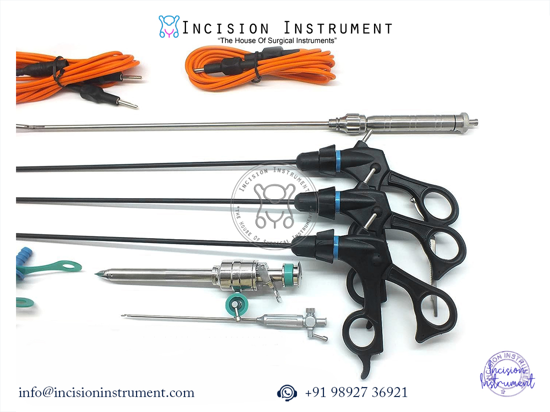 Laparoscopic 5mm grasper trocar fan retractor bipolar monopolar instrument set of 10
