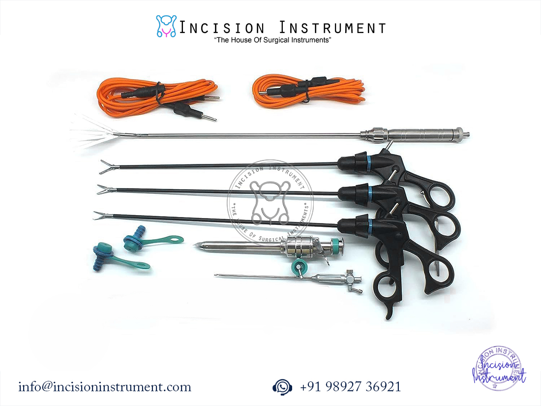 Laparoscopic 5mm grasper trocar fan retractor bipolar monopolar instrument set of 10