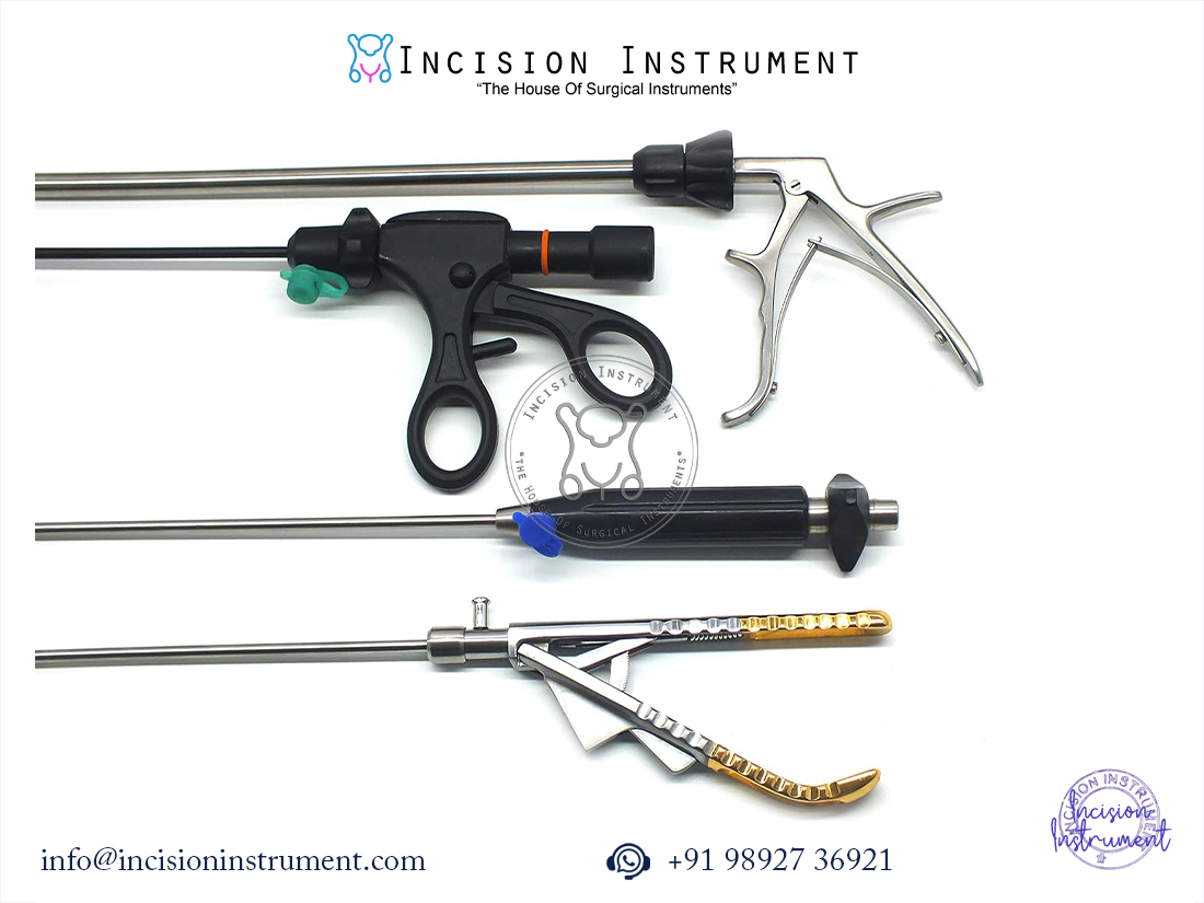 Laparoscopic 5mm gynecology instrument set with grasper needle holder retractor and clip applicator