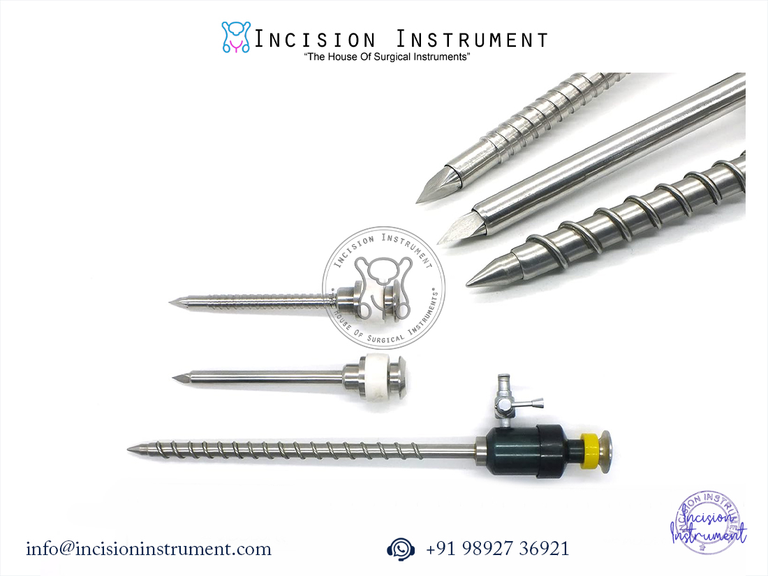 laparoscopic 5mm magnetic spiral trocar metal reusable set CE