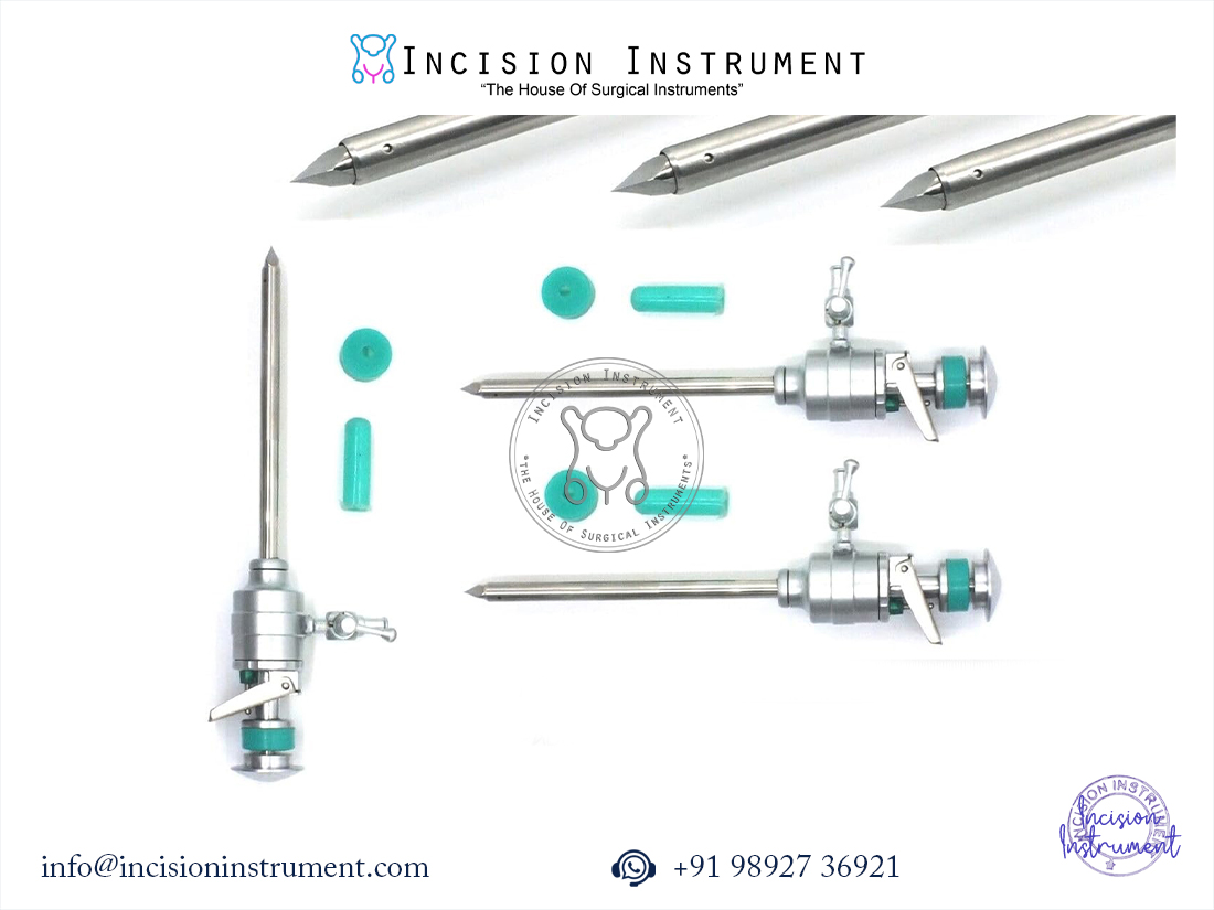 laparoscopic 5mm trocar cannula set of 3 stainless steel surgical instrument