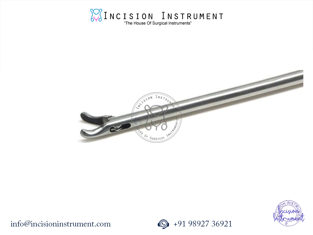 Laparoscopic 5mm V-type curved needle holder blue handle stainless steel