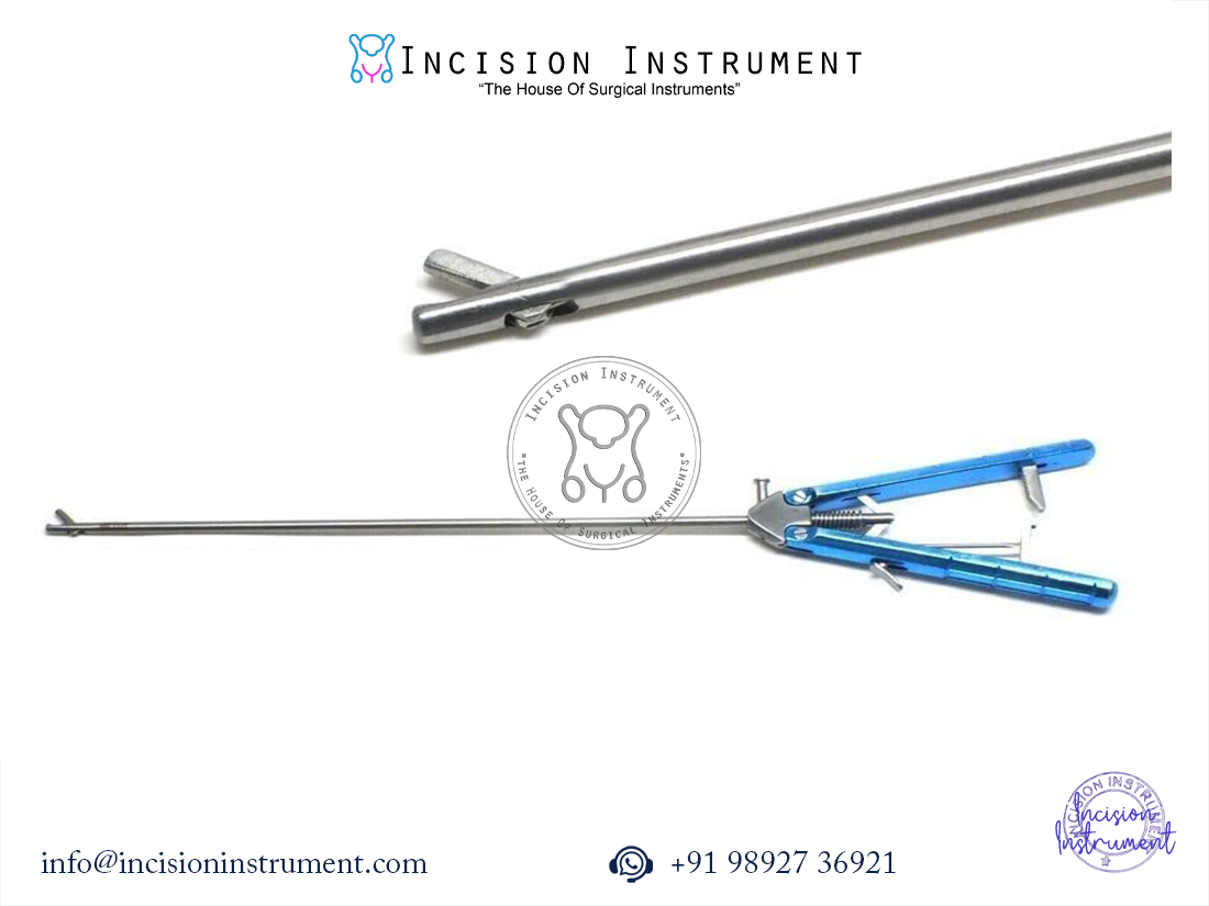 Laparoscopic 5mm V-type self riding needle holder blue handle stainless steel