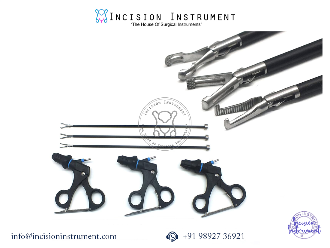Laparoscopic Babcock, Allis and Mixter grasper surgical instrument set