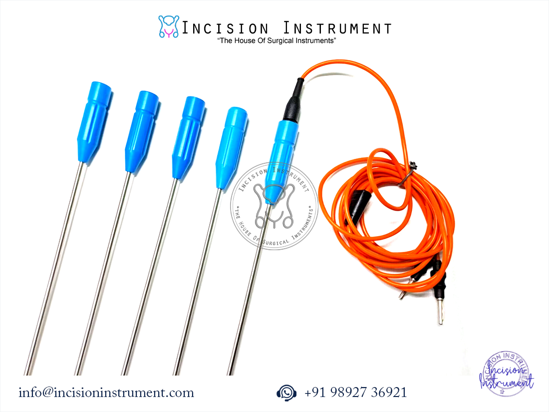 5 pc laparoscopic bipolar L-hook electrode with cable stainless steel reusable surgical instrument