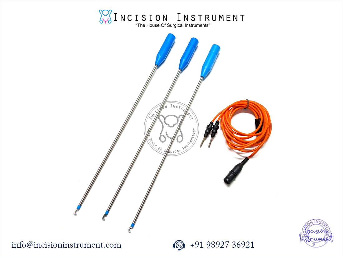 Laparoscopic bipolar L-hook electrode with cable stainless steel reusable CE certified