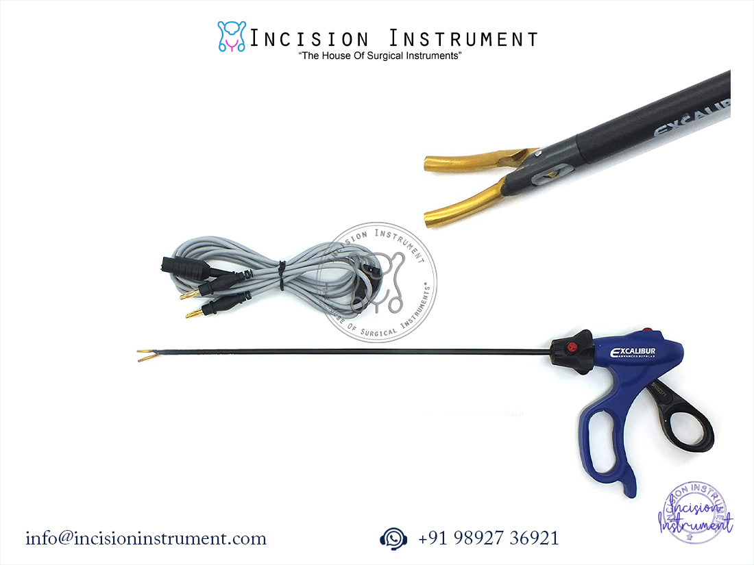 EXCALIBUR laparoscopic bipolar vessel sealer and cutter with golden tip and cable, CE certified, reusable, anti-rust