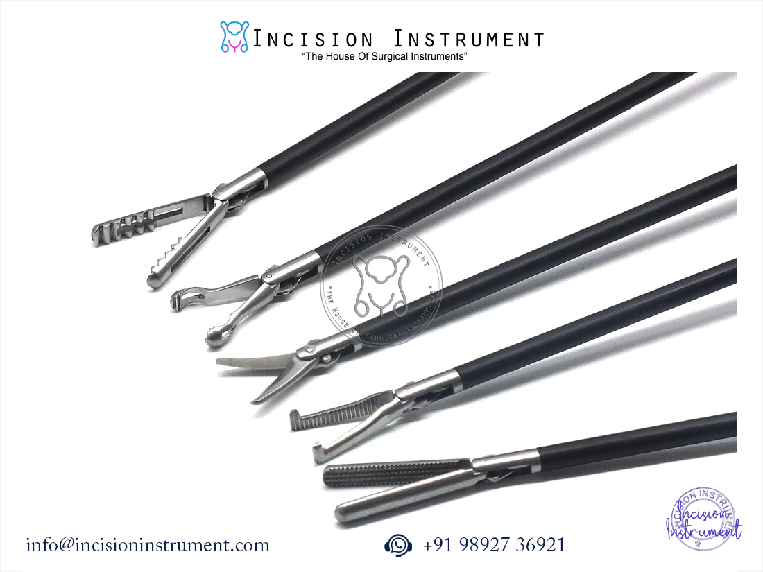 Laparoscopic grasper and scissors set of 5 stainless steel 5mm surgical instruments