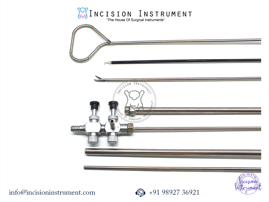 Laparoscopic Liver Retractor with Trumpet, Thumb Suction & Needle Holder 7pc Set 5mm x 330mm