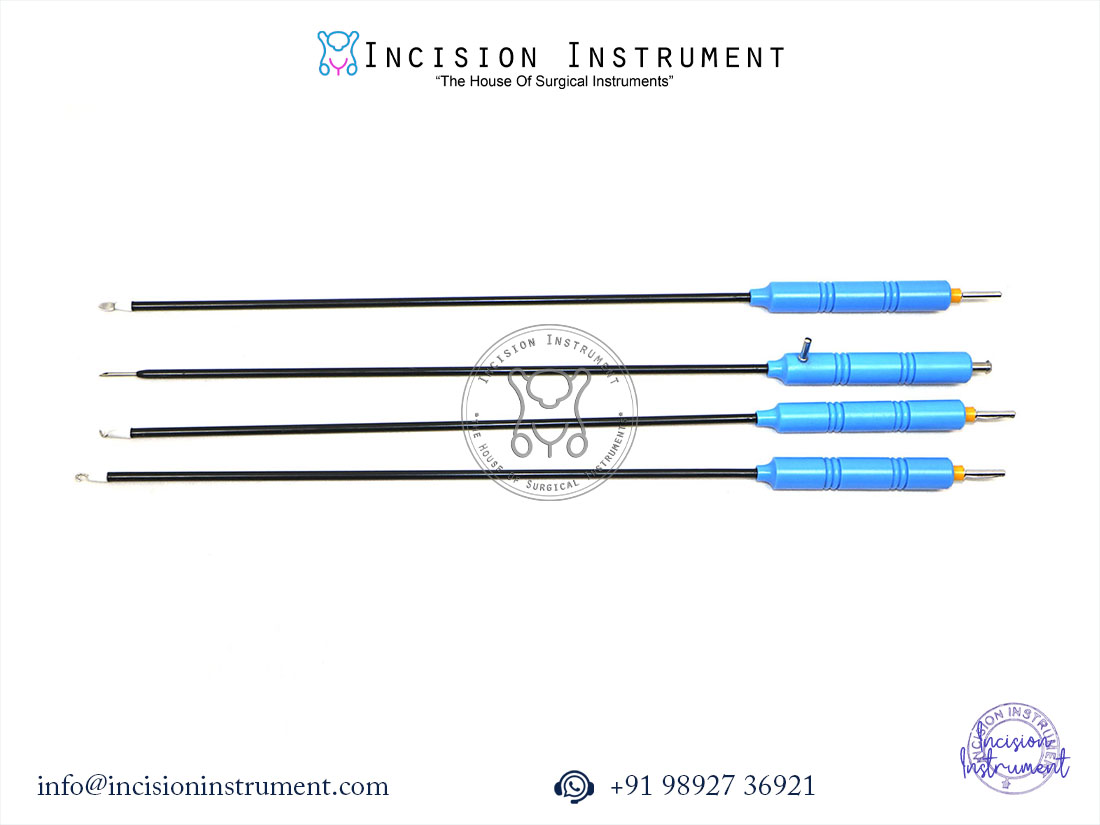 Laparoscopic monopolar electrode set L-hook J-hook spatula aspiration needle 5mm stainless steel CE certified