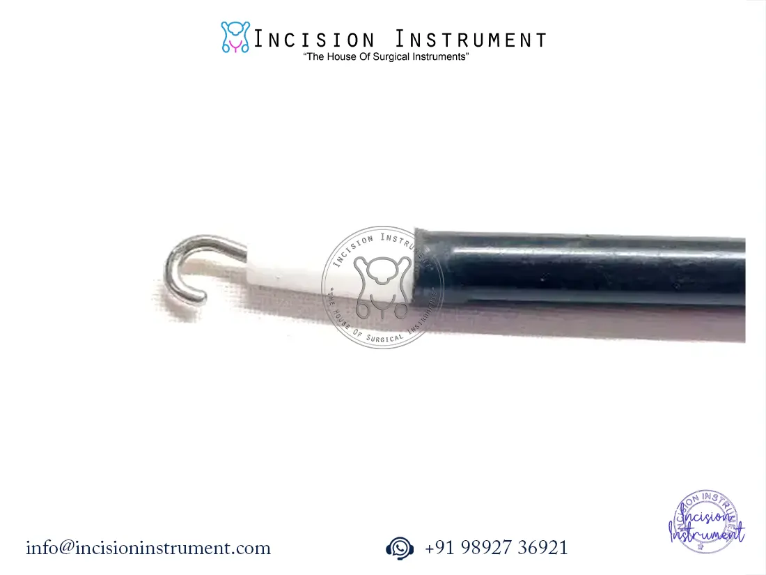 Laparoscopic monopolar J-Hook 5mm x 330mm reusable surgical instrument CE certified stainless steel