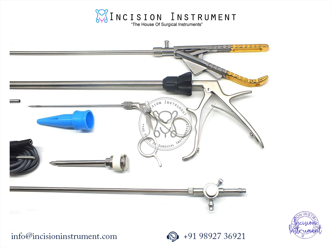 Laparoscopic Curved Needle Holder, Clip Applicator & Port Closure Instruments Set of 6 5mm x 330mm