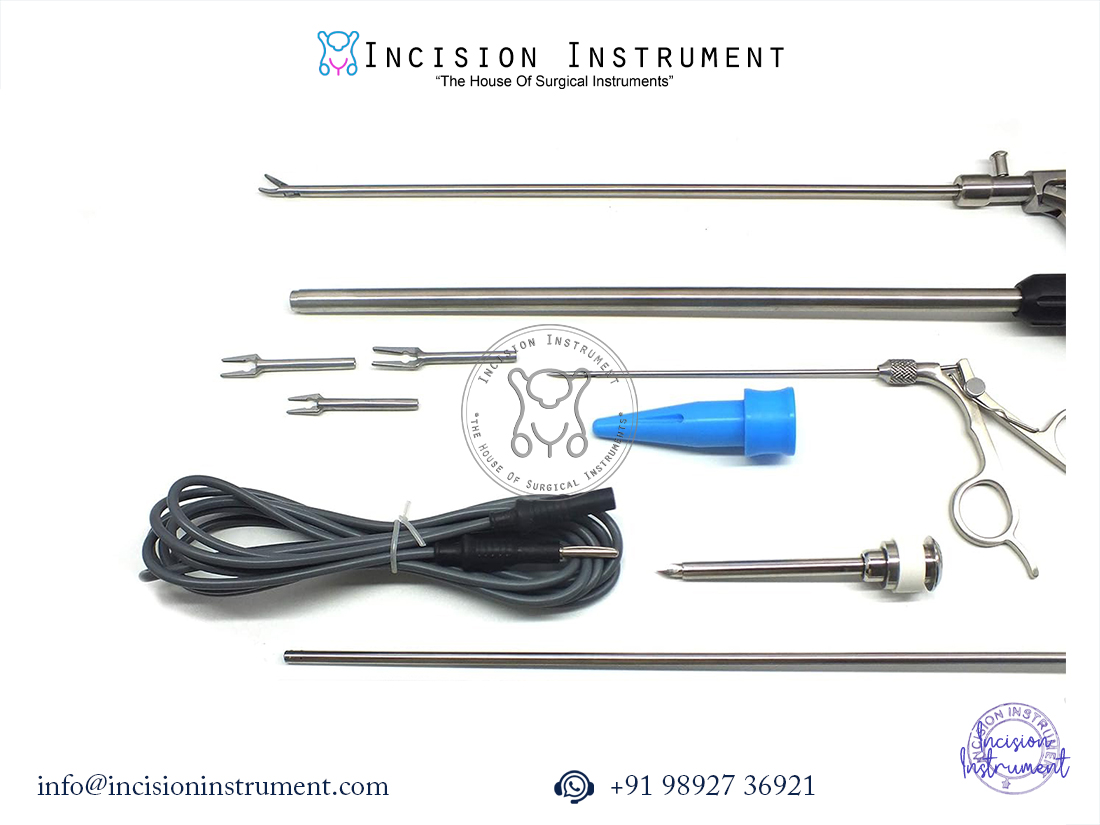 Laparoscopic Curved Needle Holder, Clip Applicator & Port Closure Instruments Set of 6 5mm x 330mm