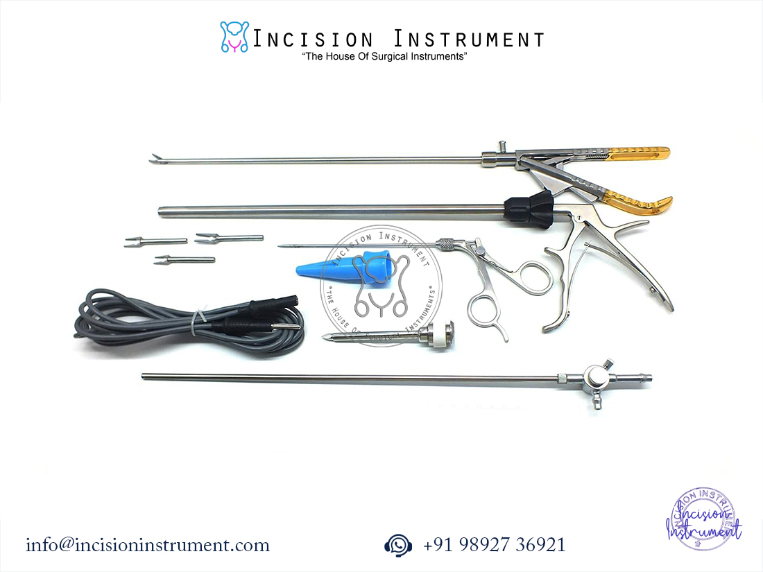 Laparoscopic Curved Needle Holder, Clip Applicator & Port Closure Instruments Set of 6 5mm x 330mm