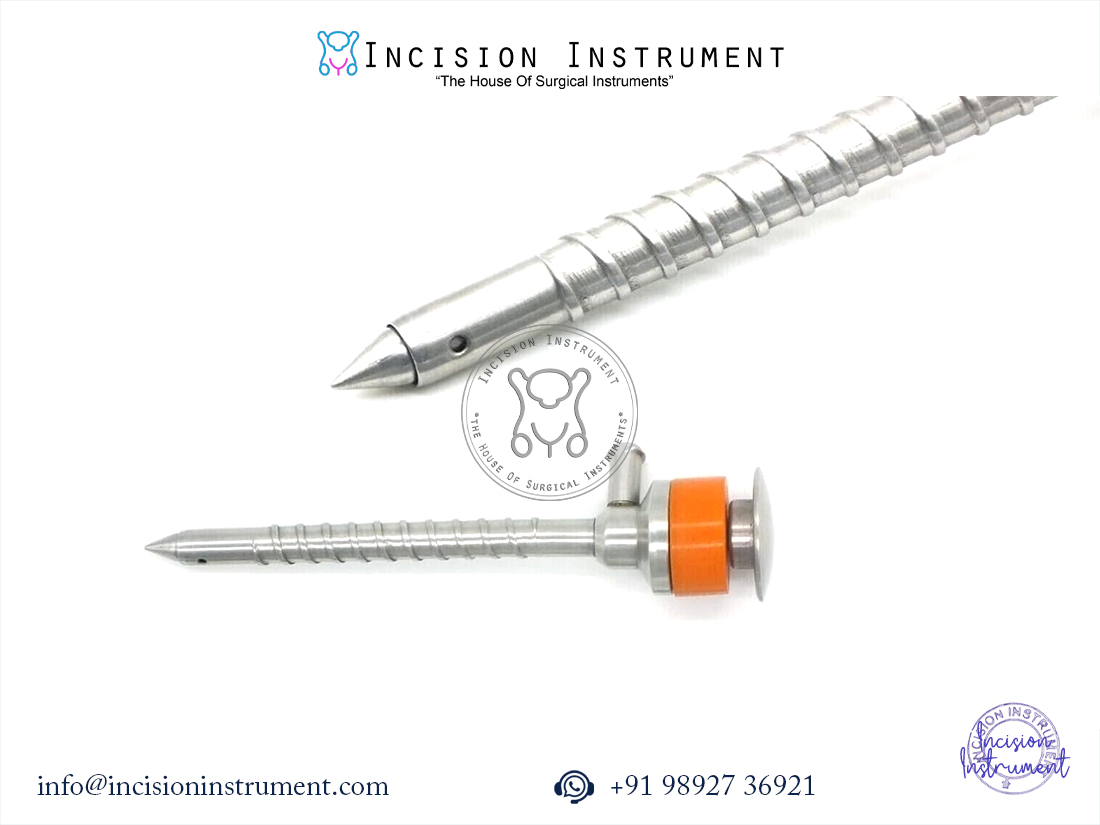 laparoscopic short spiral trocar with cannula 5mm stainless steel surgical instrument