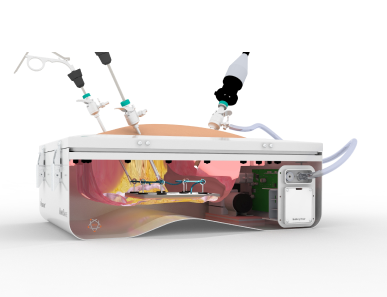 Laparoscopic thread passing training on endotrainer for suture thread and needle management skills