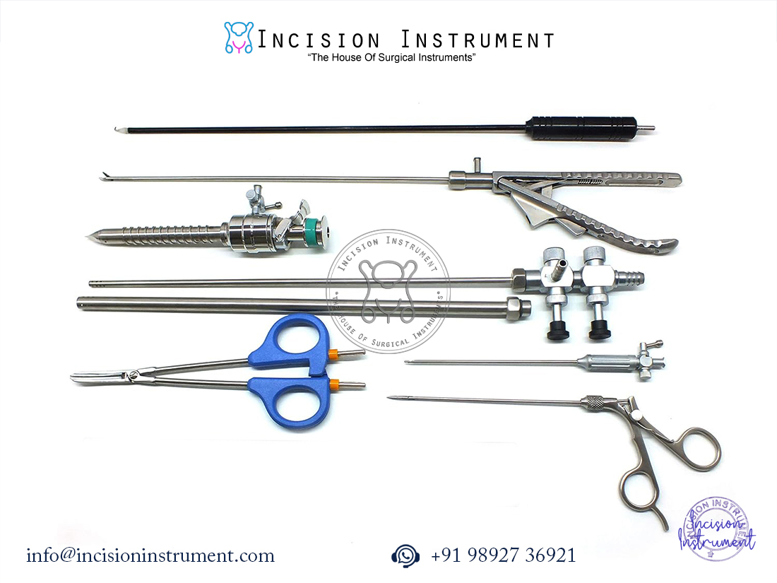 laparoscopic trumpet suction biclamp port closer instrument set