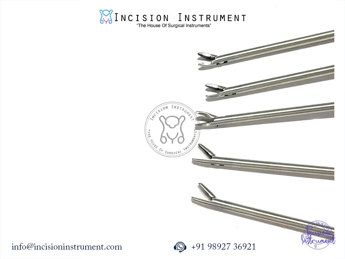 Storz-type laparoscopic needle holder set 5mm x 330mm with curved and straight jaws CE certified stainless steel surgical instruments