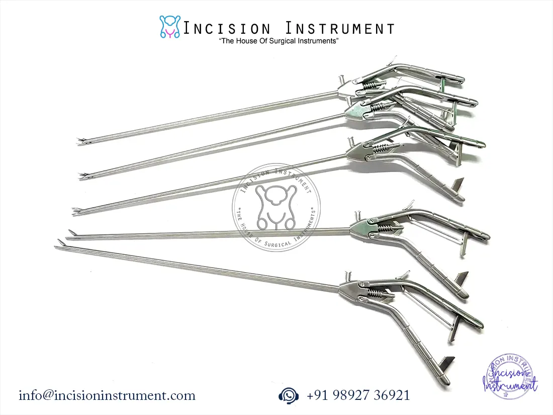 Storz-type laparoscopic needle holder set 5mm x 330mm with curved and straight jaws CE certified stainless steel surgical instruments