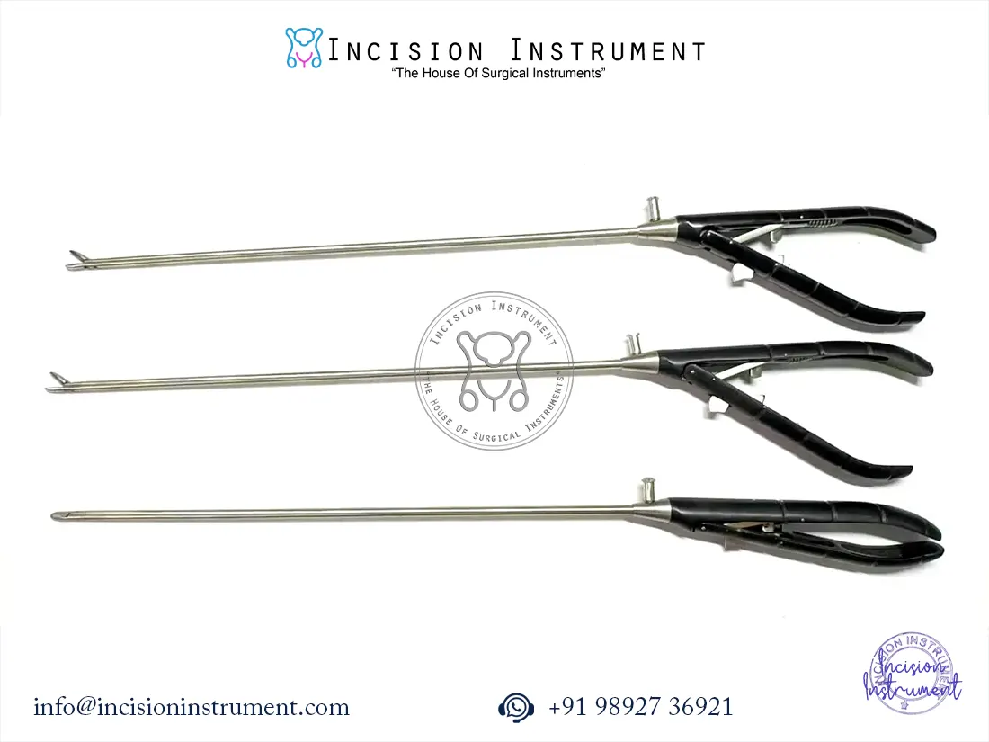 Storz-type laparoscopic needle holder 5mm x 330mm stainless steel reusable CE approved surgical instrument set of 3