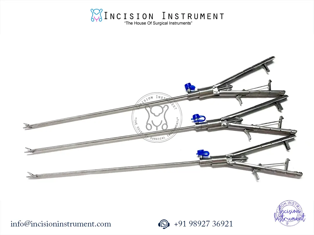 Storz-type straight laparoscopic needle holder 5mm x 330mm stainless steel CE approved reusable surgical instrument set of 3