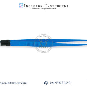 Bipolar non-stick tip bayonet laparoscopic forceps 18cm angled 1mm precision CE certified Mumbai top manufacturer pan India supplier trusted by surgeons for neurosurgery and advanced procedures.