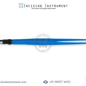 Bipolar non-stick tip bayonet straight laparoscopic forceps 18cm angled 0.3mm ultra-precision CE certified Mumbai top manufacturer pan India supplier trusted by surgeons for microsurgery.