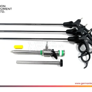 29 5pcs German Laparoscopic Maryland Dissector , Fenestrated , Metzenbaum Curved Scissor 5mm x 330mm & Storz-Type Trocar Cannula 10mm Set