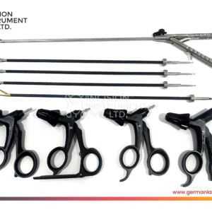 29 5pcs German Laparoscopic Maryland Dissector , Fenestrated , Metzenbaum Curved Scissor , Ethicon -Type Needle Holder & Vessel Shearer Cutter Set 5mm x 330mm